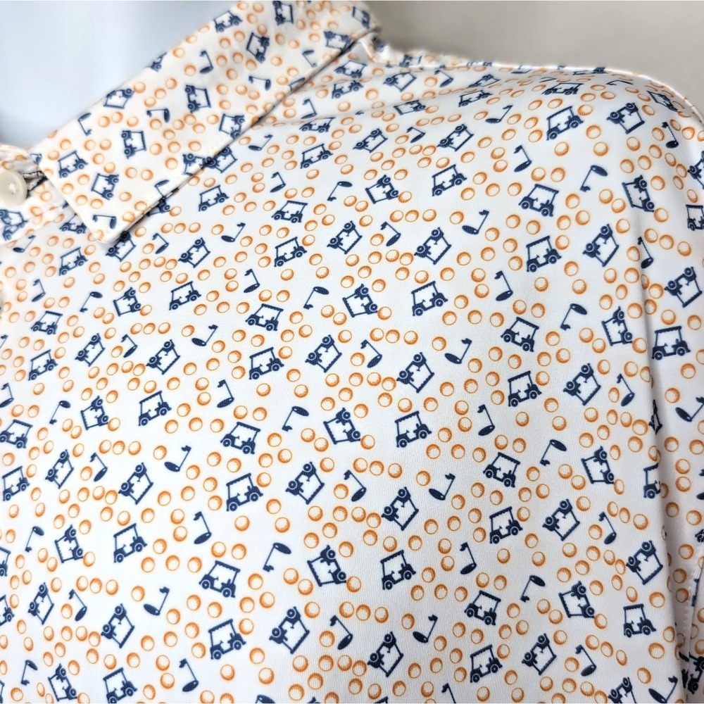 NEW Mizzen+Main Versa Polo Shirt Trim Mens XXL White/Blue/Orange Golf Cart NWT - Picture 1 of 10